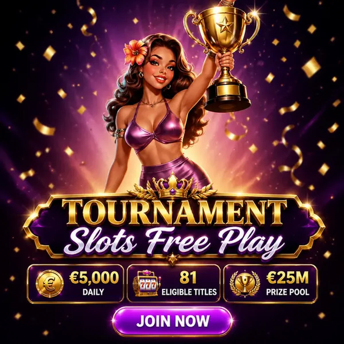 Campione del torneo che tiene un trofeo dorato alla celebrazione delle slot gratis di Gambloria idonee ai tornei