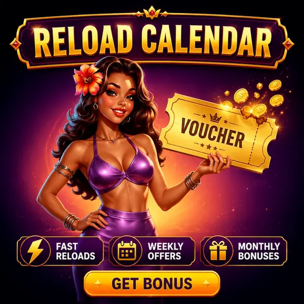 Evening Diva presenta voucher calendario ricarica dorato al Calendario Ricarica Settimanale e Mensile